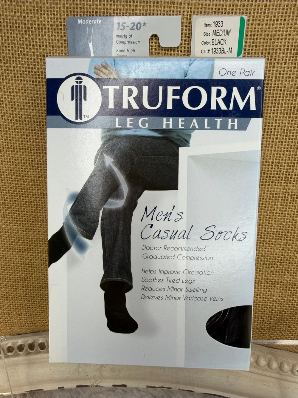 TruForm Men's Casual Compression Socks - Black